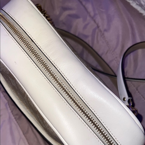 Coach Tan and White Crossbody Bag with Monogram Pattern - Picture 6 of 8